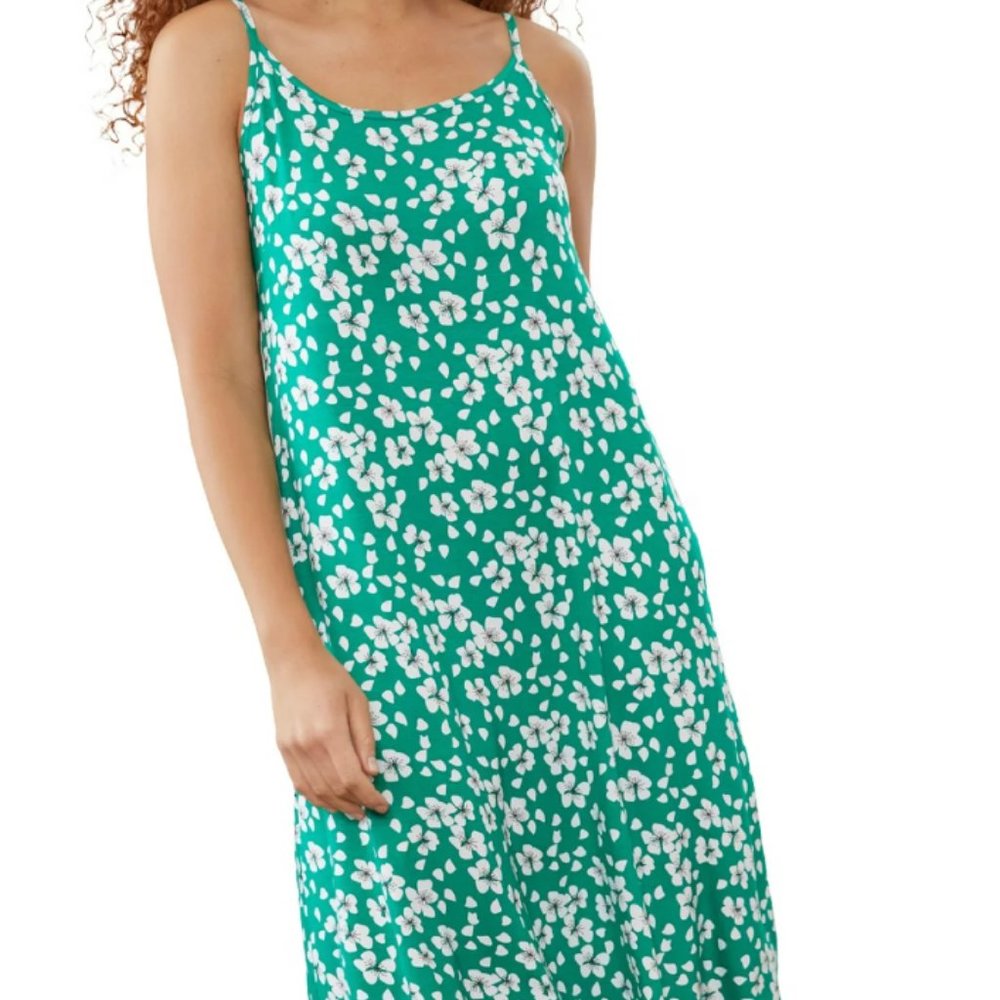 Ellos Green floral tank summer dress 4x 34-36